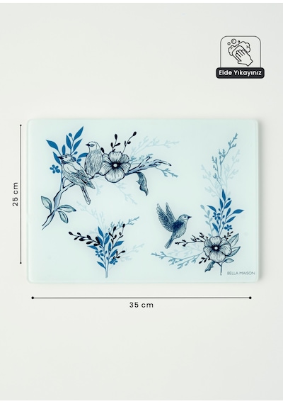 Bella Maison Bleu Blanc Cam Kesme Tahtası Mavi 35x25 Cm Mavi