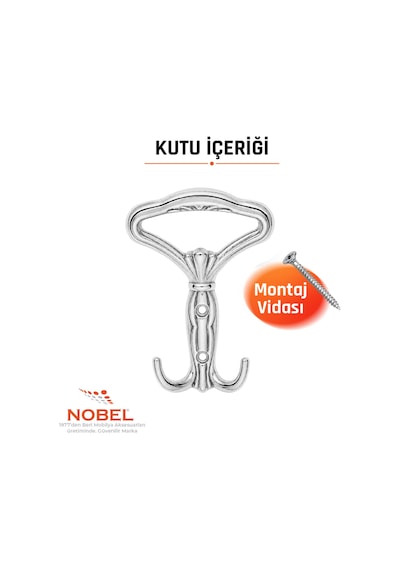 Klasi K Portmanto Askısı, Metal Vestiyer Askısı, 40 Gr, Dolap Ve Duvar Askılığı, Krom Vidalı