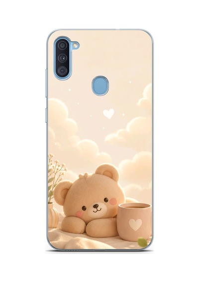Samsung Galaxy A11-m11 Uyumlu Sevimli Tatlı Ayı Baskılı Silikon Kılıf Renkli