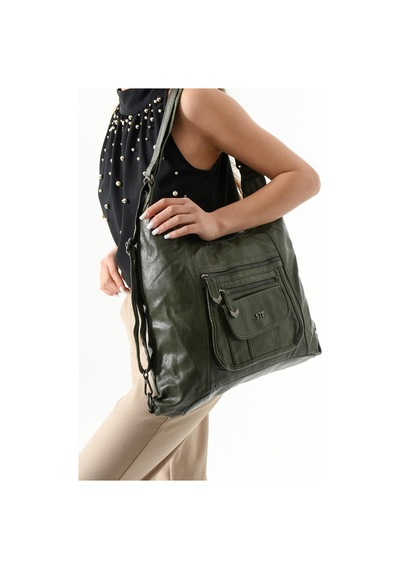 571 Collections Suni Deri Sırt Çantası Yeşil Model: 571-13-13m Yeşil