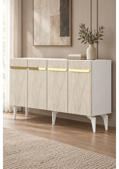 Ka1544btg Duma Konsol Beyaz-traverten-gold 150cm Beyaz - Traverten - Gold Ka1544btg Duma Konsol Beyaz-traverten-gold 150cm Beyaz - Traverten - Gold