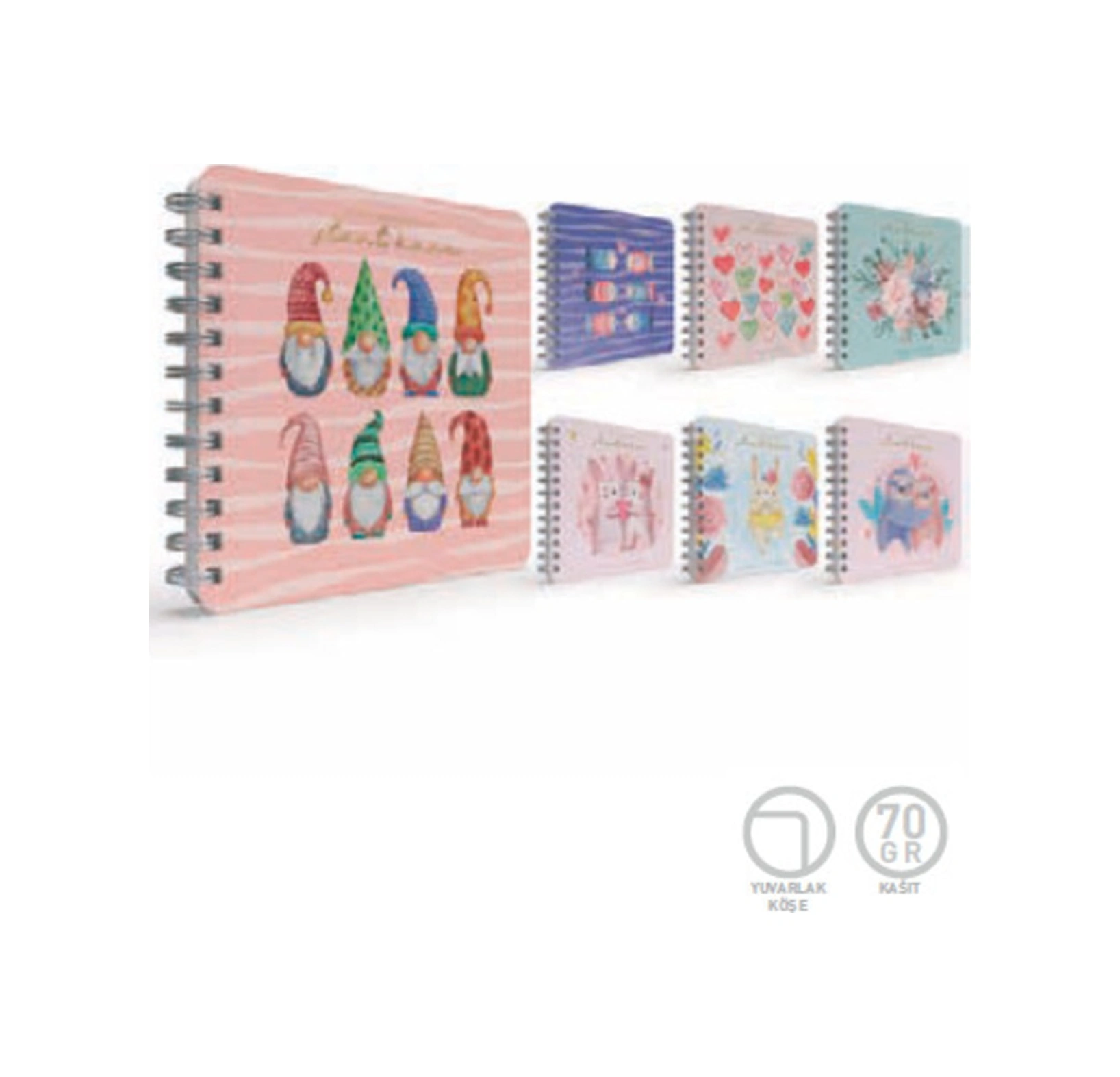 Start Spiralli Sert Kapak Not Defteri 16x16cm 100 Yaprak Noktalı 3 Lü Paket 5925 Karışık
