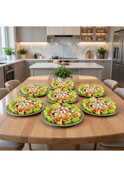 18 Cm 6 Adet 430 Kalite Paslanmaz Çelik Servis Tabağı - Salata Meze Köfte Sunum Tabağı - Kararmaz Fırın Uyumlu Gaziantep İmalat 6