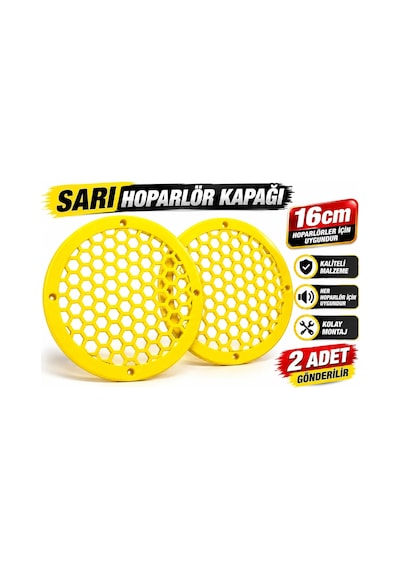 Sarı 16cm Hoparlör Kapağı - Sarı Kaliteli Plastik Midrange Hoparlör Kapak 16 Cm - 2 Adet