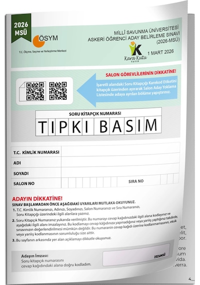 2026 MSÜ ÖSYM Tıpkı Basım Çıkmış Soru Deneme Kitapçığı Pdf/video Çözümlü Türkiye Geneli