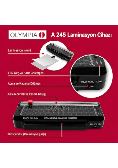 4 Ü 1 Arada A245 Combo Laminasyon Makinesi ,giyotin Makinesi ,köşe Kesme Aparatı