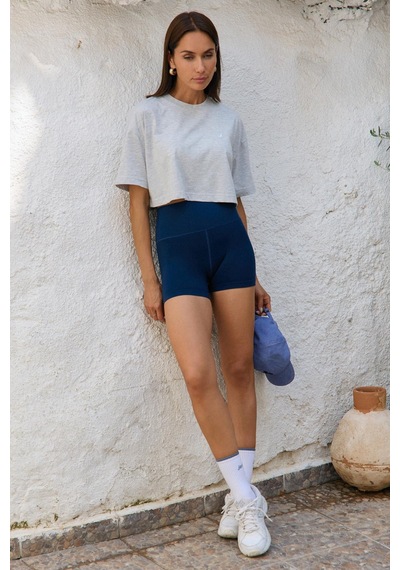 Jerf Aura Crop T-shirt Gri Melanj Gri Melanj