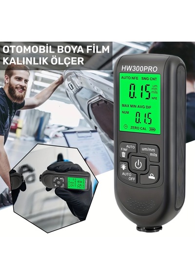 Zenvia Hw-300pro Oto Boya Kalınlık Ölçer Fe Nfe 2000µm + 2 Fonksiyonlu Bardak Tutucu Hediyeli Znv2026