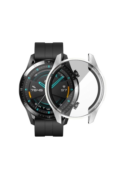 Forzacase Huawei Watch Gt 2 46mm İle Uyumlu Önü Kapalı Ekran Korumalı Silikon Kılıf - Fc010 Gümüş