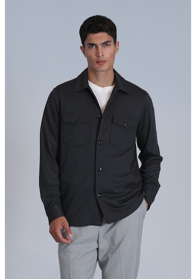 Lufian Cameron Erkek Basic Gömlek Slim Fit Haki Haki 112010655100630 Haki