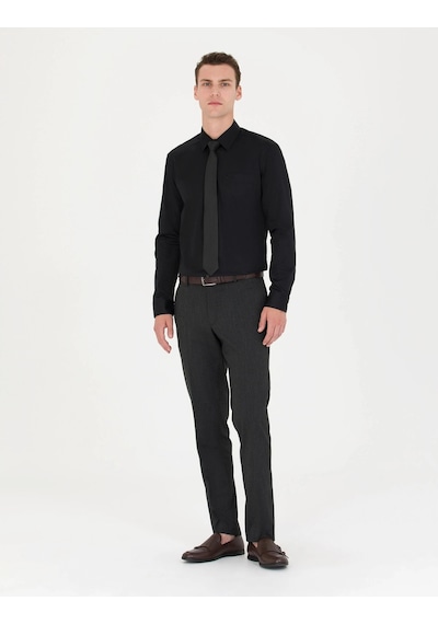 Pierre Cardin Regular Fit Uzun Kollu Basic Gömlek Siyah