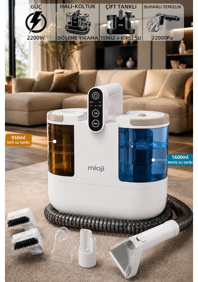 Mioji CN10 Pro 2200W 22000Pa Halı, Koltuk, Döşeme Yıkama Makinesi Beyaz