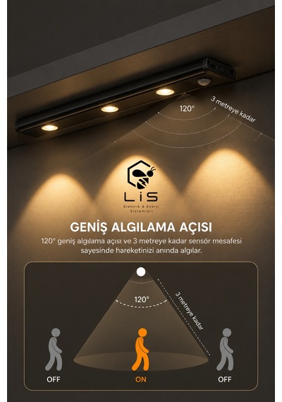 Ct-2464 Sensörlü Şarjlı 3 Farklı Işık Renkli Dimmerli Ultra Slim Siyah