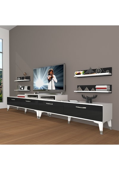 Decoraktiv Ekoflex 360r Slm Silver Tv Ünitesi Tv Sehpası Beyaz - Siyah
