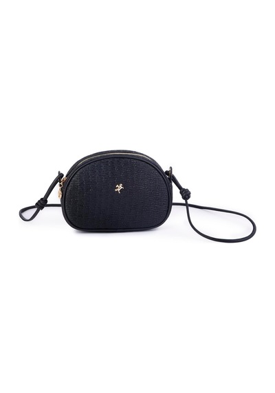 Nas Bag Kadın Mini Çapraz Hasır Görünümlü Çanta Siyah Hasır 21x16x8 Cm Siyah