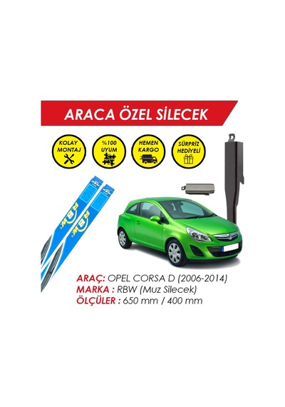 Opel Corsa D Silecek- Rbw Muz Silecek Takımı 2006-2014 Opel Corsa D Silecek- Rbw Muz Silecek Takımı 2006-2014