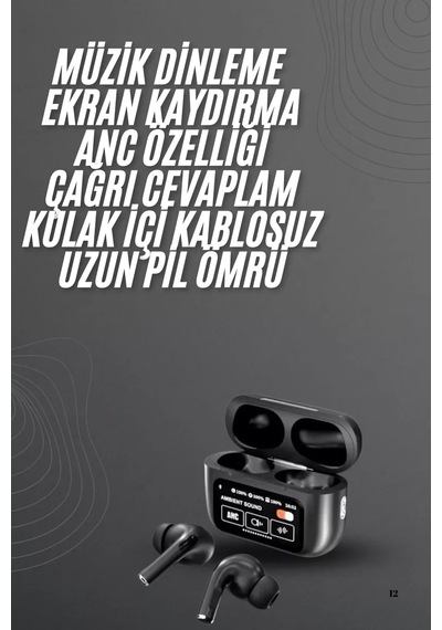 Kulak İçi Bluetooth Kulaklık Ekranlı Müzik Dinleme Çhassasiyet Cevaplama Siyah Yeni Nesil 1