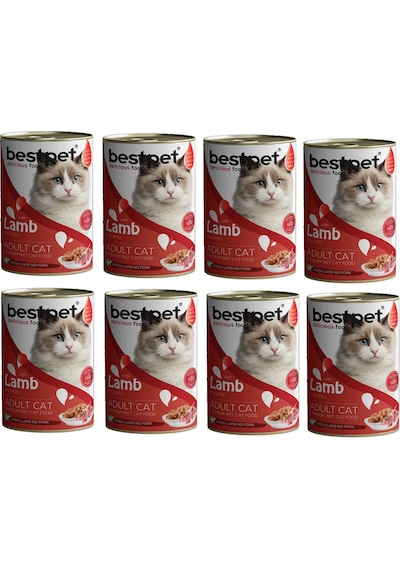 Bestpet Kuzu Etli Konserve Yetişkin Kedi Maması 12 x 400 G
