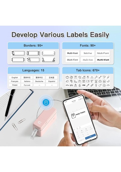 Polono P31s Taşınabilir Bluetooth Etiket Yazıcısı Ev / Ofis / İşletmeler İçin Mini Etiket Oluşturucusu