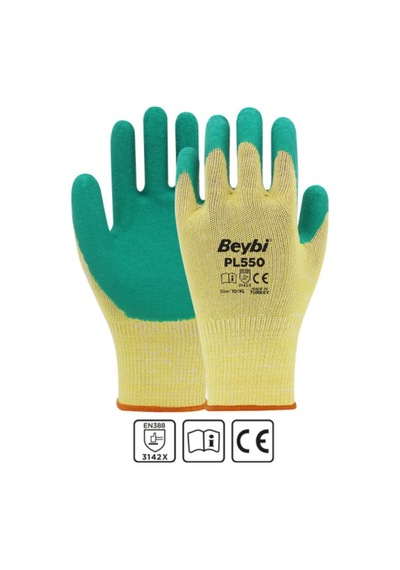 Pl550 Polyester Örme Lateks Işçi Eldiveni 10 Numara 3 Çift