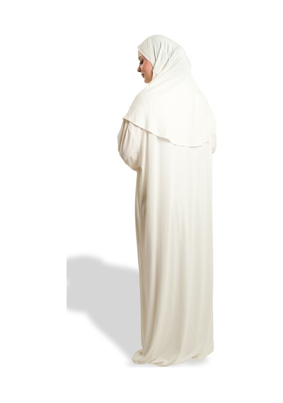 Hürrem Bone Krem 2 Parça Namaz Elbisesi Viskon Düz 2504 40 Krem