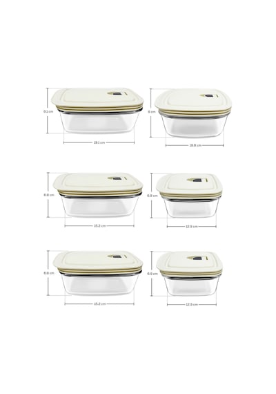 Karaca Cream 6'lı Şeffaf Saklama Kabı Set