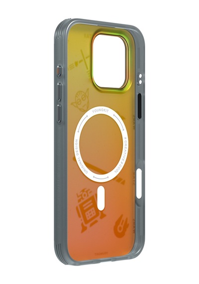 Apple Uyumlu iPhone 16 Pro Kılıf Magsafe Özellikli Airbagli Hologram Youngkit Interstellar Serisi Siyah - Turuncu
