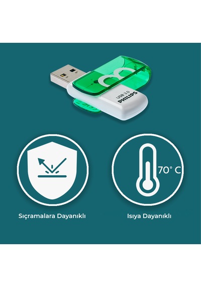 Philips Vivid 8 Gb Led Göstergeli Super Speed Usb 3.0 Flash Bellek 8gb