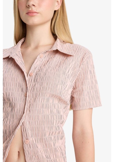 Defacto Coool Fitted Dokulu Kısa Kollu Gömlek F4849ax25aupn153 Pembe