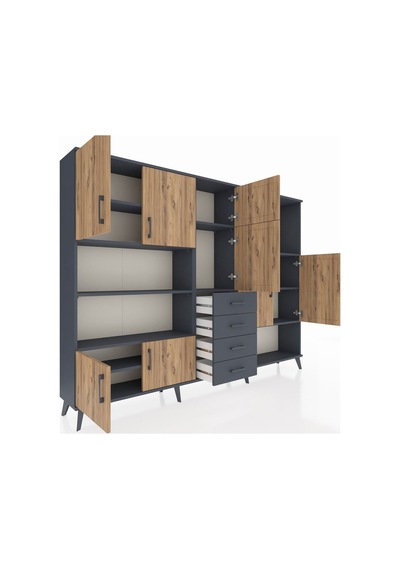 Arges Dolap 10 Raflı 4 Çekmeceli 8 Kapaklı 220x30x163 Antrasit-ça Antrasit-çam/antrasit Arges Dolap 10 Raflı 4 Çekmeceli 8 Kapaklı 220x30x163 Antrasit-ça Antrasit-çam/antrasit