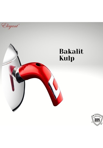 Damla Orta Boy Bakalit Kulplu Çaydanlık Takımı - Kırmızı İnsörtlü Kırmızı İnsörtlü