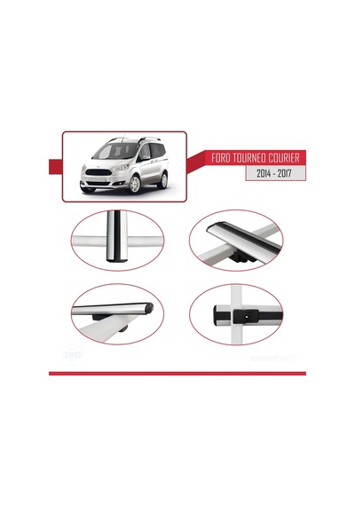 Ford Tourneo Courier 2014-2017 Arası İle Uyumlu Basic Model Ara Atkı Tavan Barı Gri 3 Adet