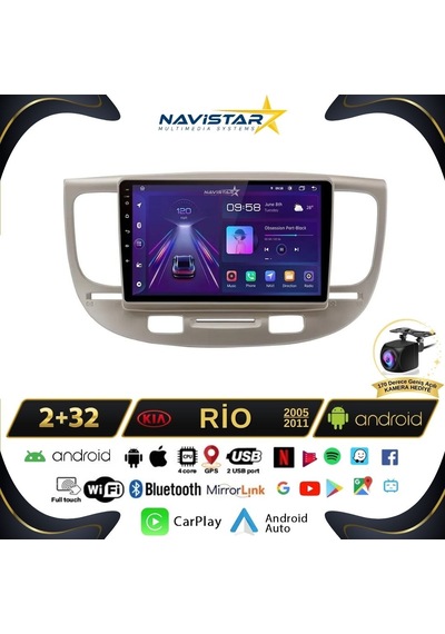 Kia Rio2 2005-2011 Model 2+32gb Android 13 Kablosuz Carplay Navi