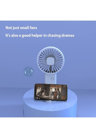 2 Adet Mini Fan,telefon Tutucu,portatif El Vantilatörü Beyaz 9,3x19cm