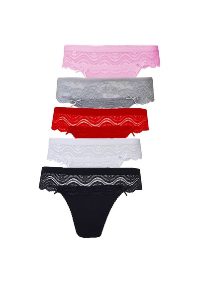 5Li Kadın Dantelli Bikini Külot Pamuklu Arkası Düz Kaliteli Fnd