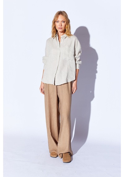 Manche Naturel %100 Saf Keten Yıkamalı Lüx Tek Cep Oversize Kadın Gömlek Mks169571-01 Çok Renkli Manche Naturel %100 Saf Keten Yıkamalı Lüx Tek Cep Oversize Kadın Gömlek Mks169571-01 Çok Renkli