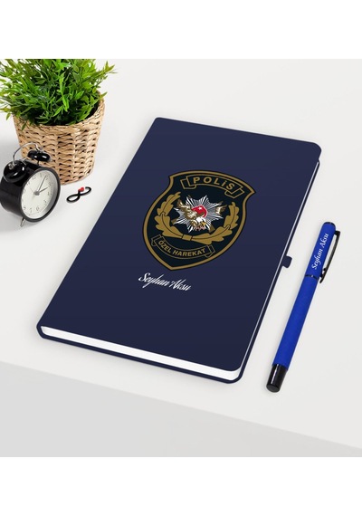 Kişiye Özel Polis Özel Harekat Temalı Lacivert Defter Kalem Seti Lacivert