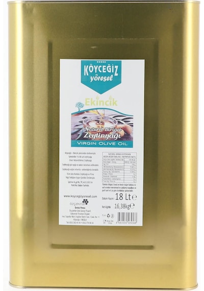 Köyceğiz Yöresel Ekincik Naturel Birinci Zeytinyağı Teneke 18 L