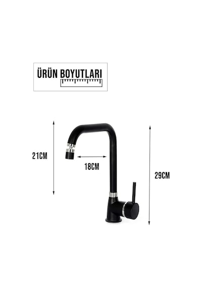 VSA Raindrop Siyah Delta Mutfak Evye Banyo Lavabo Bataryası 360° Döner Başlıklı Musluk