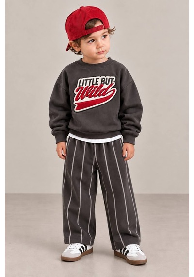 Little But Wild Baskılı Sweatshirt Erkek&kız Çocuk Antrasit Çizgili Eşofman Alt Üst 3ip Takım Siyah Little But Wild Baskılı Sweatshirt Erkek&kız Çocuk Antrasit Çizgili Eşofman Alt Üst 3ip Takım Siyah