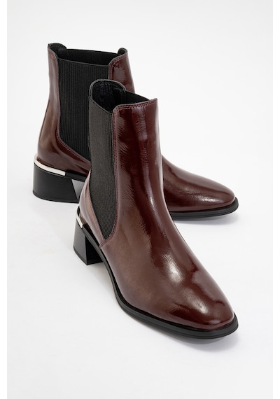Luvishoes Luvi Shoes Neiva Bordo Rugan Hakiki Deri Kadın Chelsea Bot Bordo