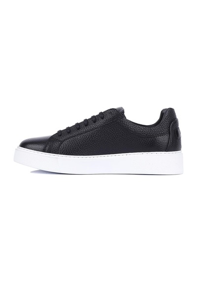 Shoetyle - Siyah Deri Bağcıklı Erkek Sneaker 250-1400-1452 Siyah
