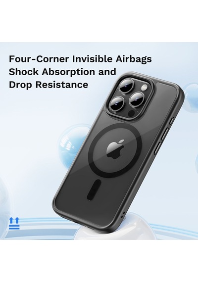 Rock Space Apple Uyumlu iPhone 15 Promax Kılıf Magsafe Guard Serisi Silikon - Siyah Siyah
