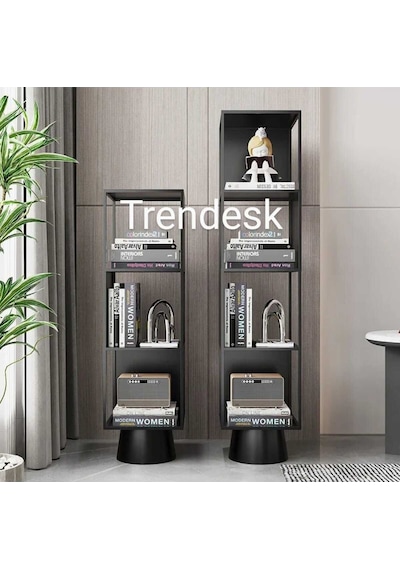 Metal Siyah 3 Katlı Köşe Kitaplık 90-28-28 Cm 1022-cn