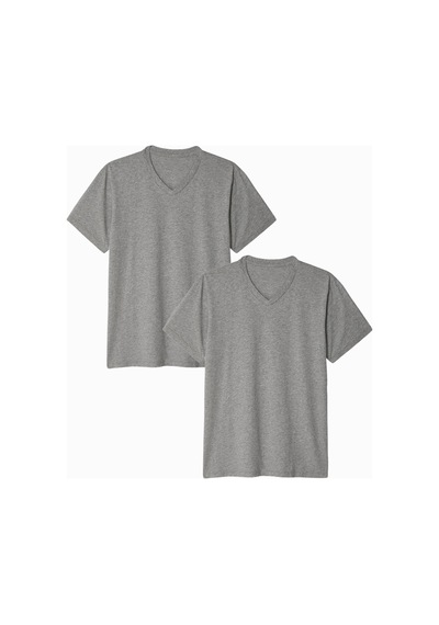 Kadın V Yaka Tshirt Spr24tsk40-2 Gri Melanj Kadın V Yaka Tshirt Spr24tsk40-2 Gri Melanj