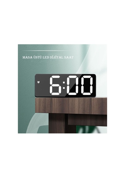 Masa Saati Derece Alarm Takvim Pil Dahil Değildir +şarjlı Led Işıklı Dijital Siyah
