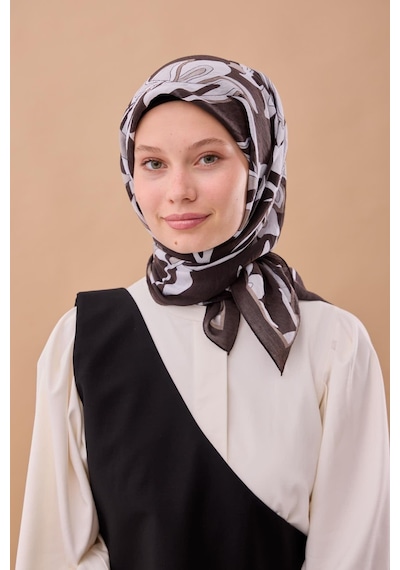 Silk Home Olinda İpek Eşarp 47003-03 Soluk Siyah, Gri, Füme, Gümüş, Beyaz