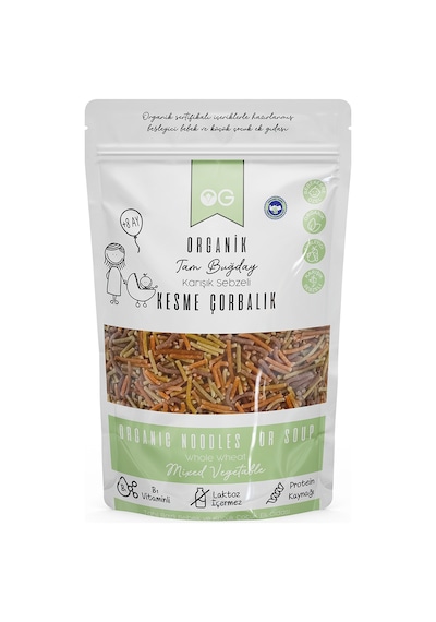OG natural Organik Karışık Sebzeli Tam Buğday Kesme Çorbalık 200 Gr +6ay