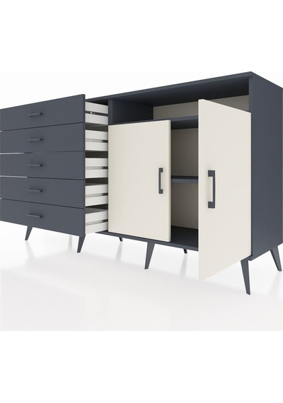 Hyperion Konsol 2 Raflı 5 Çekmeceli 2 Kapaklı 176x44x99 Antrasit- Antrasit-aytaşı/antrasit Hyperion Konsol 2 Raflı 5 Çekmeceli 2 Kapaklı 176x44x99 Antrasit- Antrasit-aytaşı/antrasit