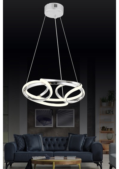 Ld 061 K Topsuz Model Krom 3 Renkli Salon Ve Oturma Odası İçin İdeal Alüminyum Avize, 50x90 Krom